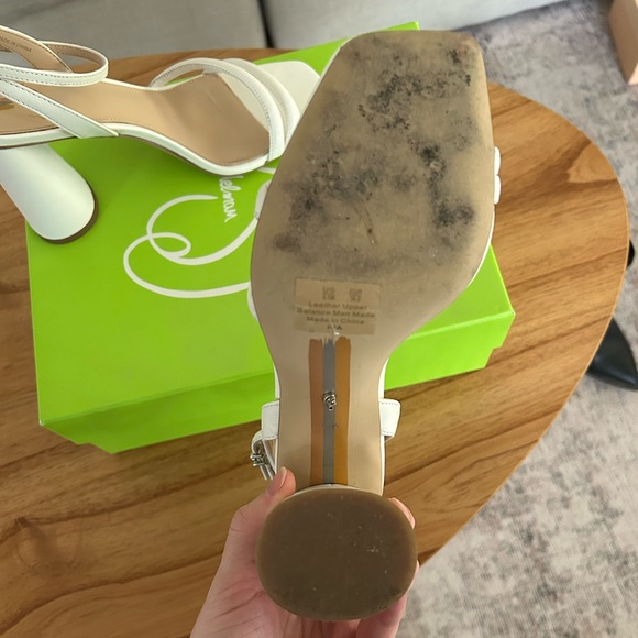 Sam Edelman white leather Kia Block Heel Sandal size 6.5 women’s - Picture 5 of 7